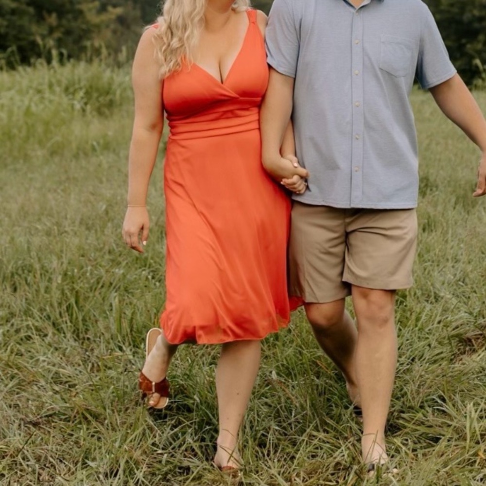 Women's Coral Red Sleeveless Midi Dress